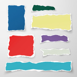 set of color torn paper pieses scrap vector