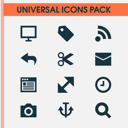 Interface icons set with resize badge wait vector