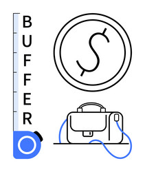 measuring tape with buffer label dollar in circle vector image
