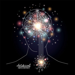 Artificial intelligence poster with human head Vector Image