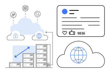 cloud computing and data interaction concept vector image