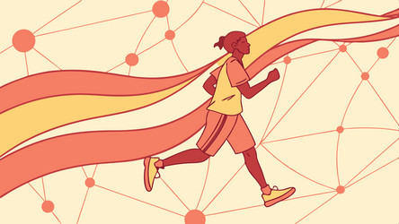 dynamic runner with flowing lines speed vector image