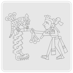 monochrome icon with symbols from aztec codices vector image