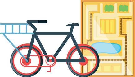 Bicycle for logistic service with map guide vector