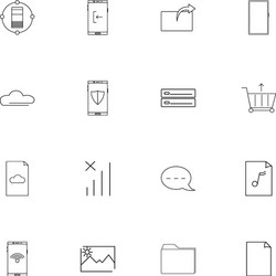 network and database simple linear icons set vector image