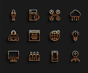 set line computer monitor screen online class vector image