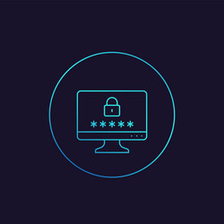 Computer with password access security concept vector