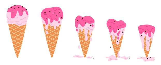 ice cream melts set sequence game animation vector