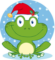 Merry Frog with Santa Hat Vector Image