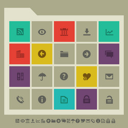 office 1 icon set multicolored square flat vector