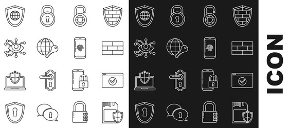 set line sd card and shield secure your site vector image