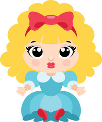 a cute doll flat icon vector