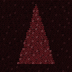 Digital christmas tree with binary code vector