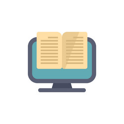 open book displaying on desktop computer monitor vector image
