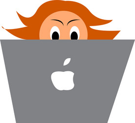Programmer with macbook or color vector