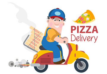 Fast delivery pizza on a moped vector