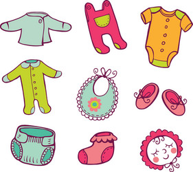 Infant clothes icon set Royalty Free Vector Image