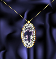 jewel pendant with cross vector