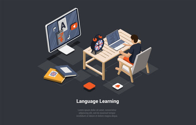 Language learn app student foreign vector