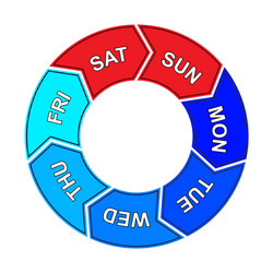 Pie chart with days week five working vector