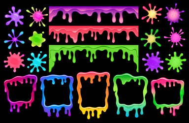 cartoon colorful slime frames melt splash blobs vector