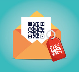 Qr code inside envelope and label design vector