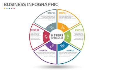 visual data presentation cycle diagram with 6 vector image