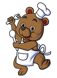 Cute Baby Bear Chef Cartoon Vector Image