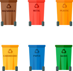 Different recycling garbage waste types sorting vector