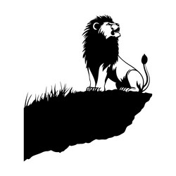 lion roaring a simple minimal silhouette Vector Image