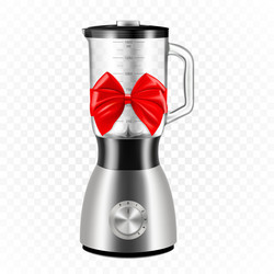 Blender with red ribbon and bow 3d rendering gift vector