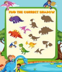 find the correct shadow game template of dinosaur vector image
