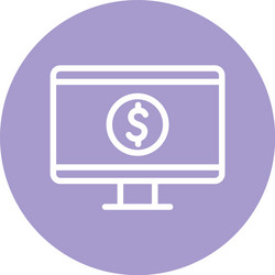 isolated coin inside computer line and block style vector image