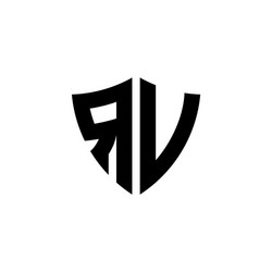 Rv monogram logo with shield shape Royalty Free Vector Image