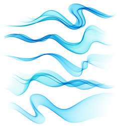 set of abstract smoke curved lines vector