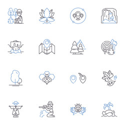 Thrilling adventure line icons collection vector