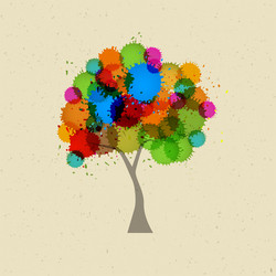 Abstract tree with colorful splashes vector