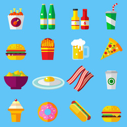 Fast food design icons set for web and mobile vector