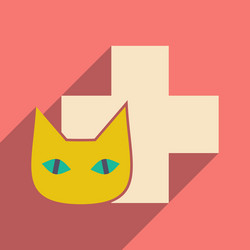 flat with shadow icon and mobile application cat vector image