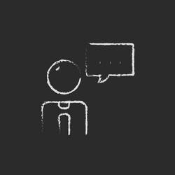 man with speech square drawn in chalk vector image