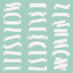 Big green ribbons set white background Royalty Free Vector