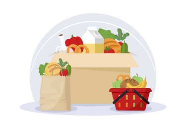 Milk products set in wicker basket Royalty Free Vector Image