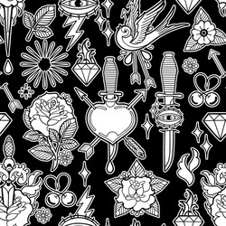 Old School Tattoo Patches Vector Image