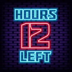 12 hours left badge in neon style script vector