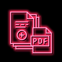 Documentation scan adding in pdf file neon glow vector