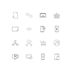 Network and database simple linear icons set vector