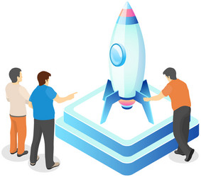 Teamwork with presentation new project business vector