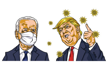 Trump vs. Biden: COVID-19 Political Debate Vector Image