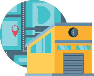 warehouse building with map guide vector image
