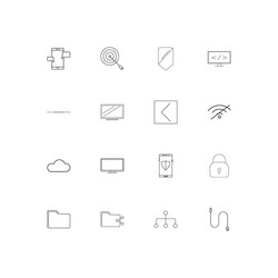network and database simple linear icons set vector image